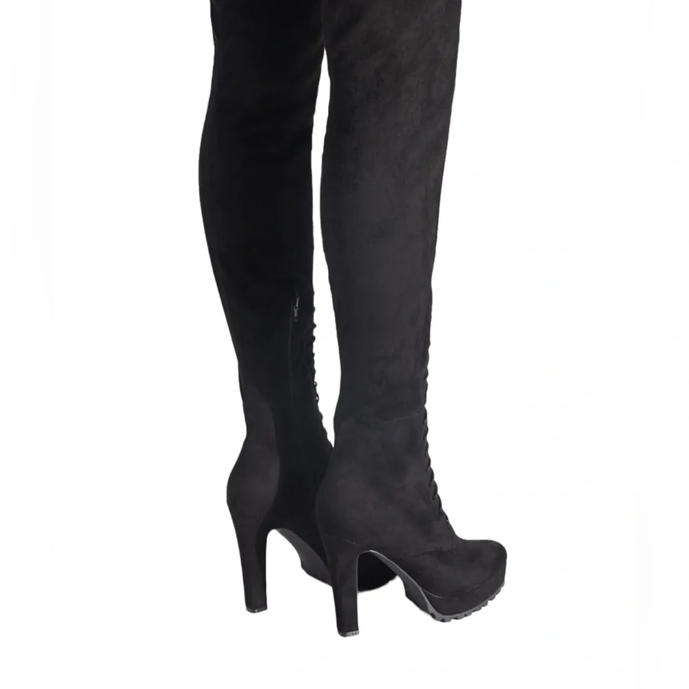 Remi over the knee sexy thigh high platform lace up stretch with zipper …